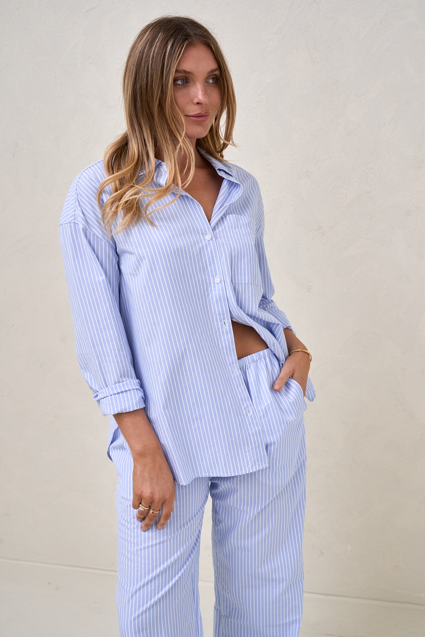 Plot Twist Woven Shirt - Blue/White Stripe*