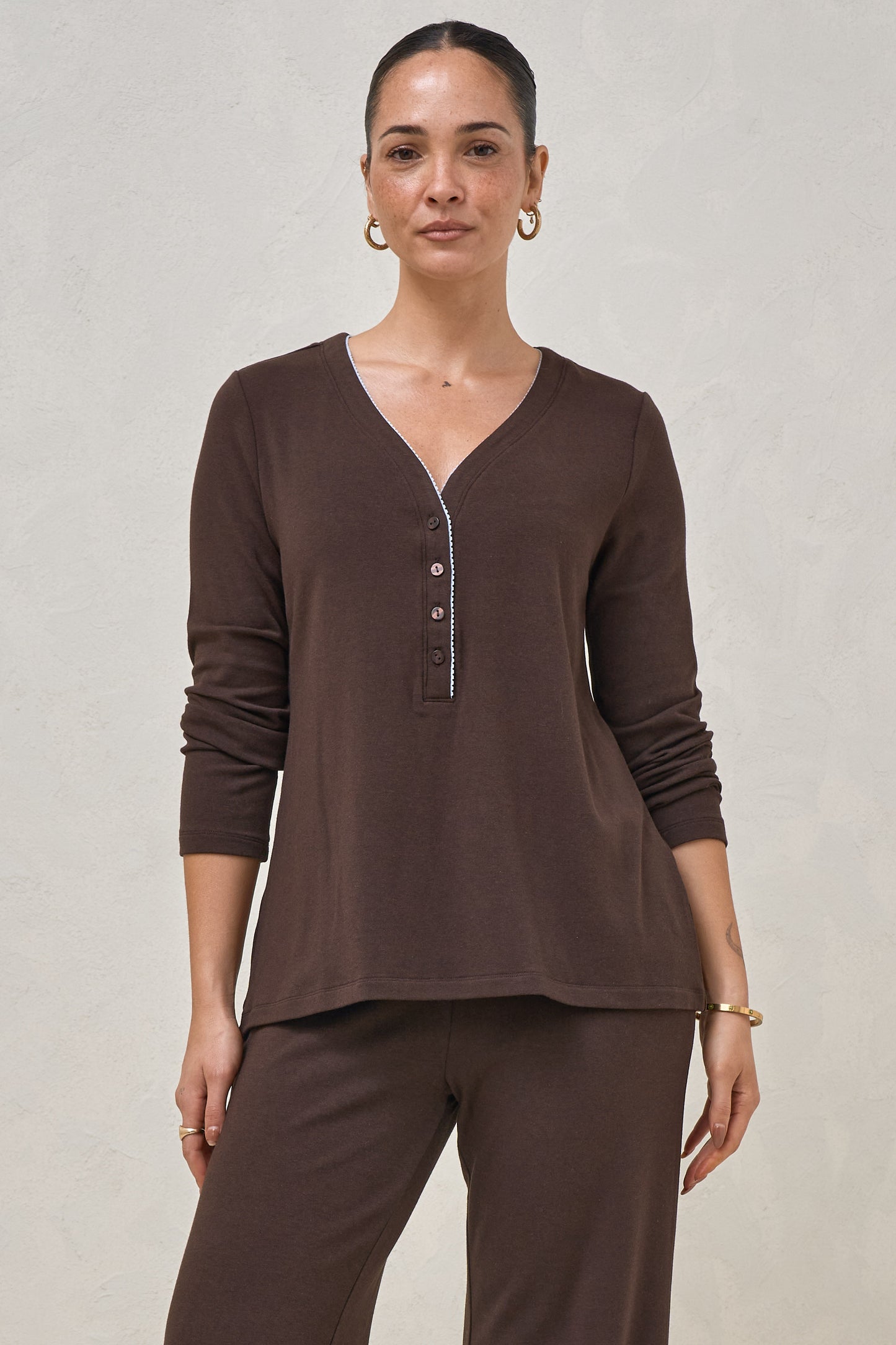 Dreamstate Sleep LS Top - Chocolate/Blue