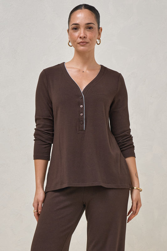 Dreamstate Sleep LS Top - Chocolate/Blue