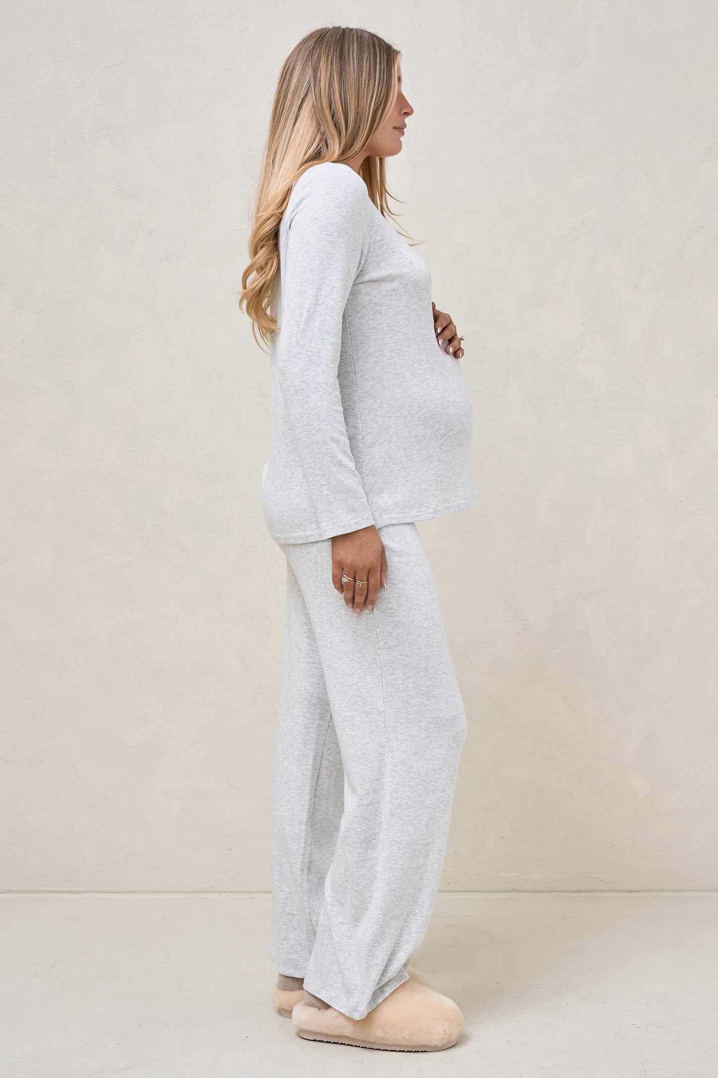 Dreamstate Sleep LS Top - Light Grey Marle/Ivory