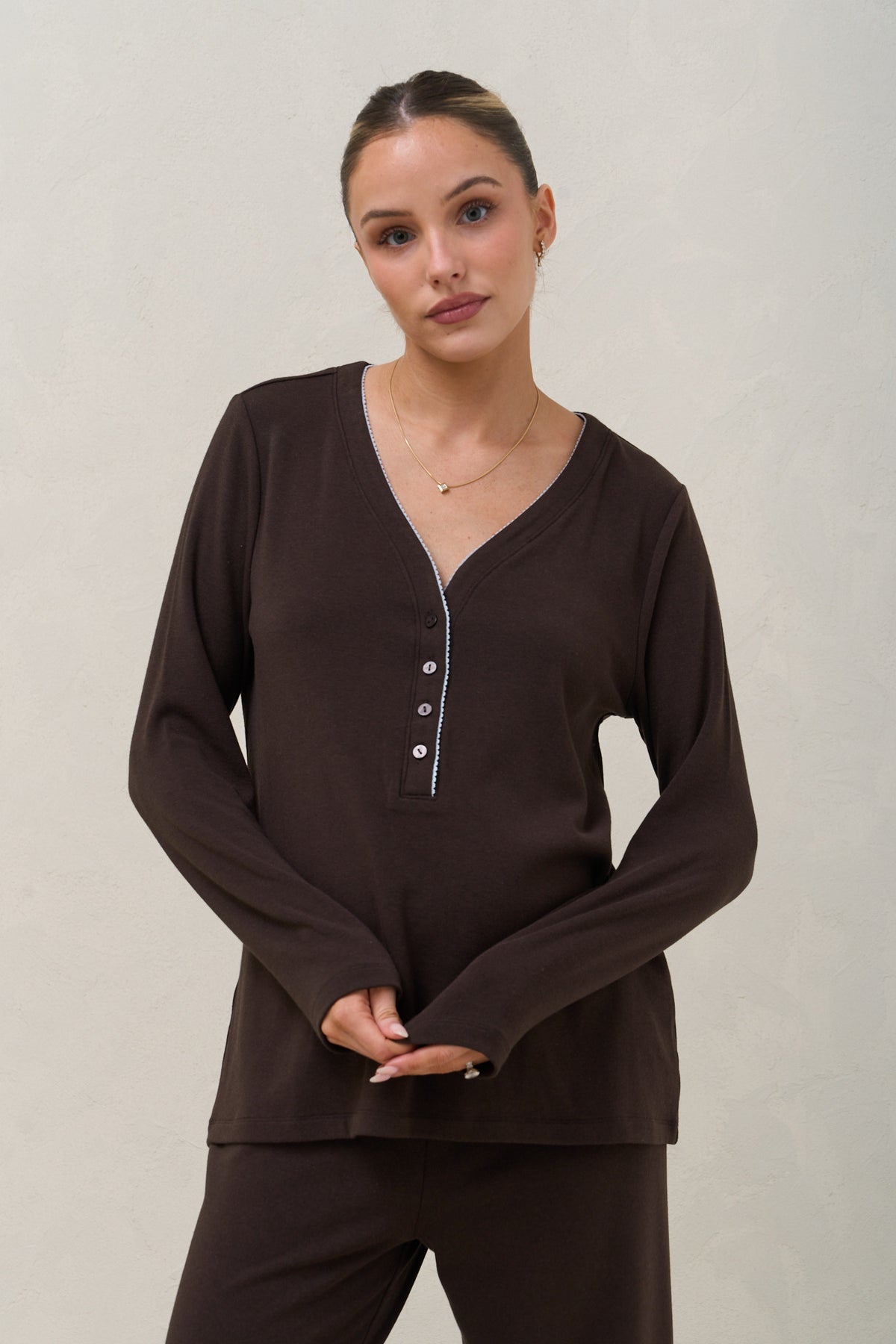 Dreamstate Sleep LS Top - Chocolate/Blue