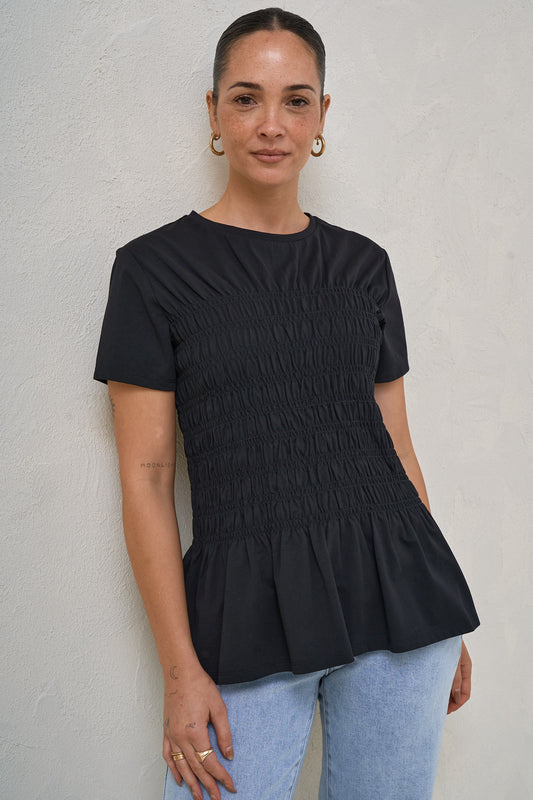 Bring It In Gathered Tee - Black