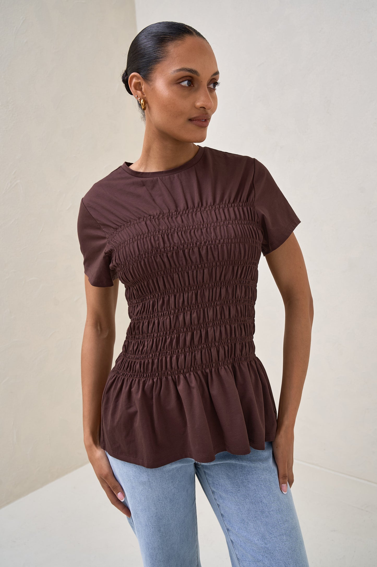 Bring It In Gathered Tee - Burgundy