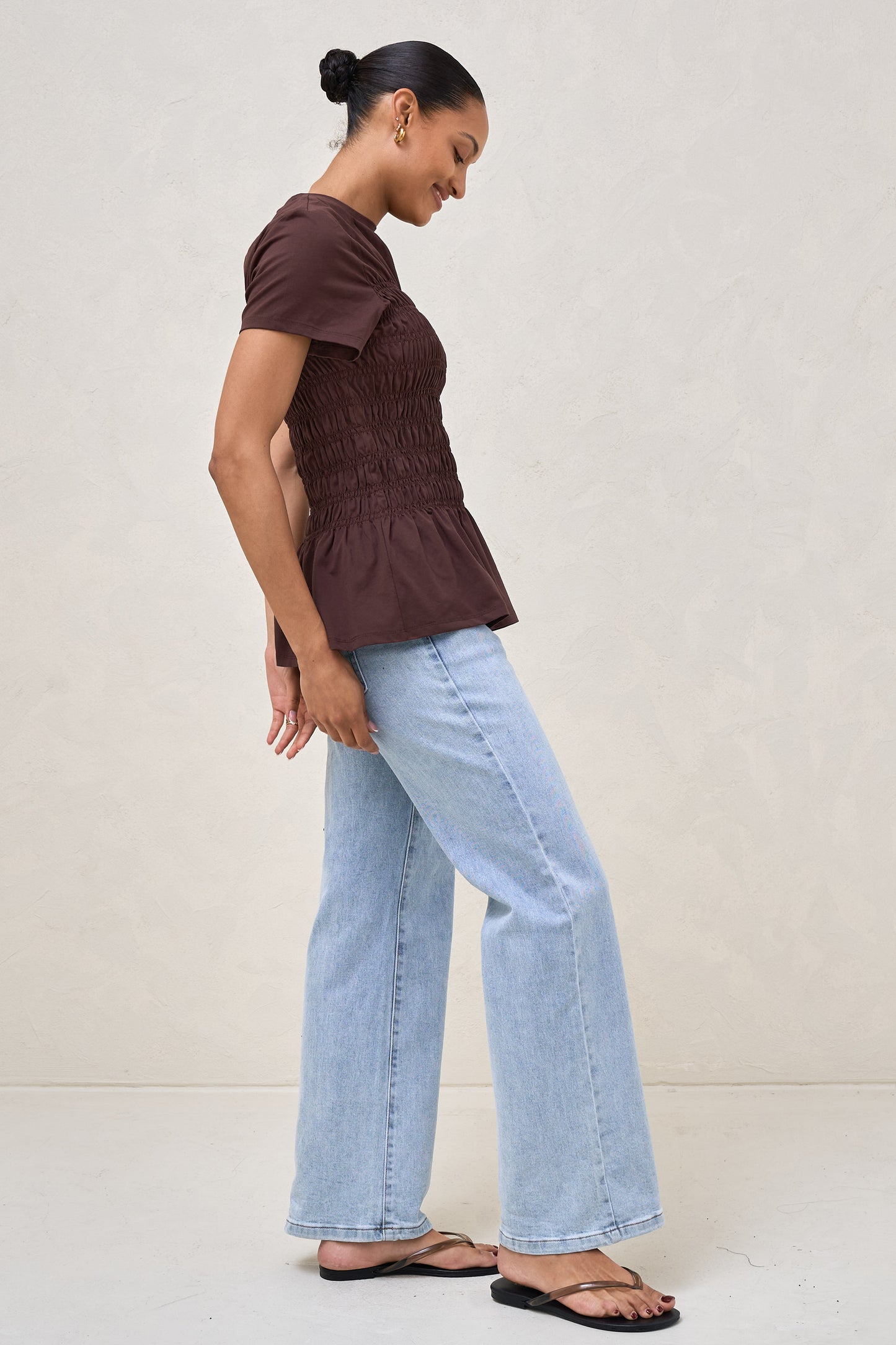 Bring It In Gathered Tee - Burgundy