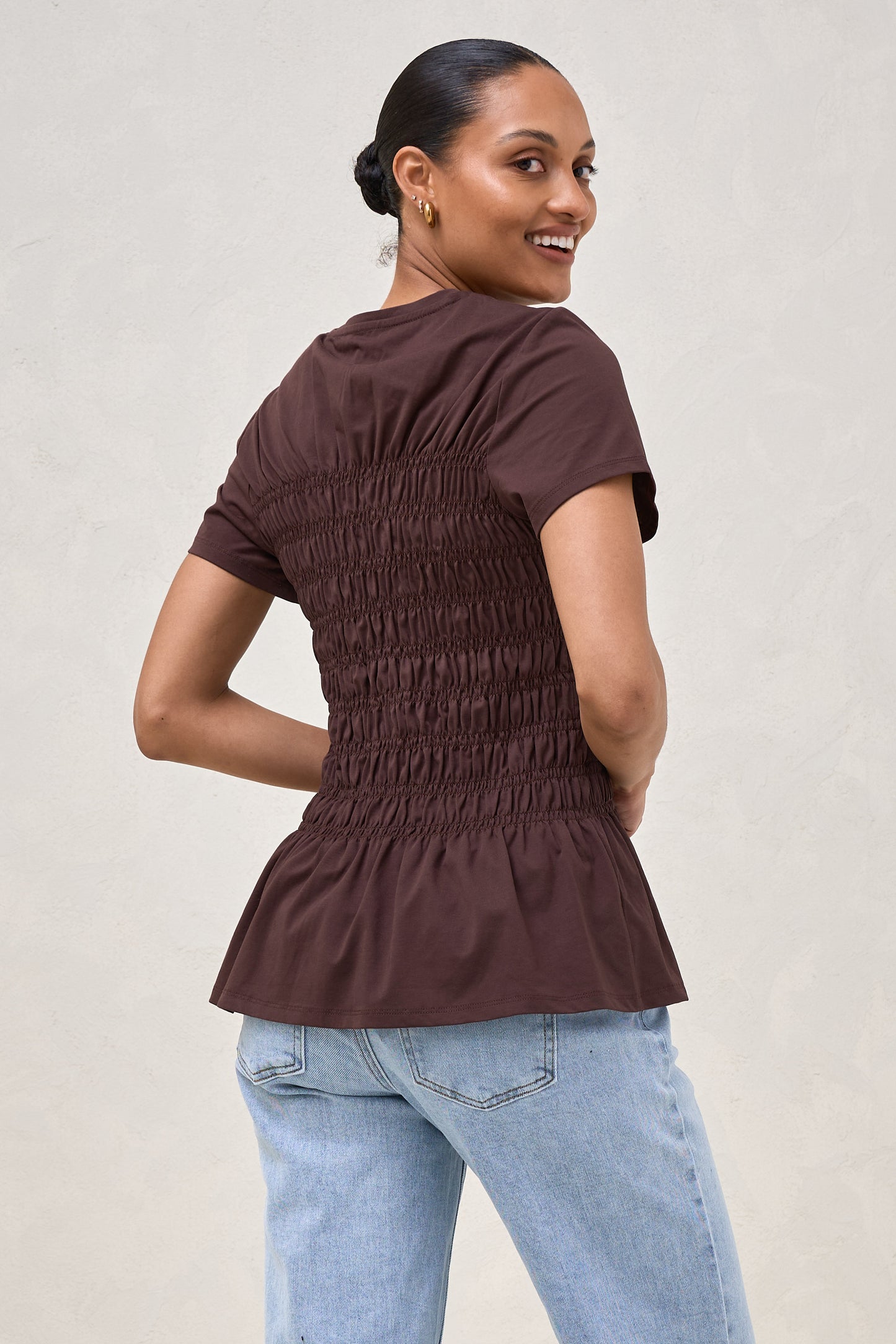 Bring It In Gathered Tee - Burgundy