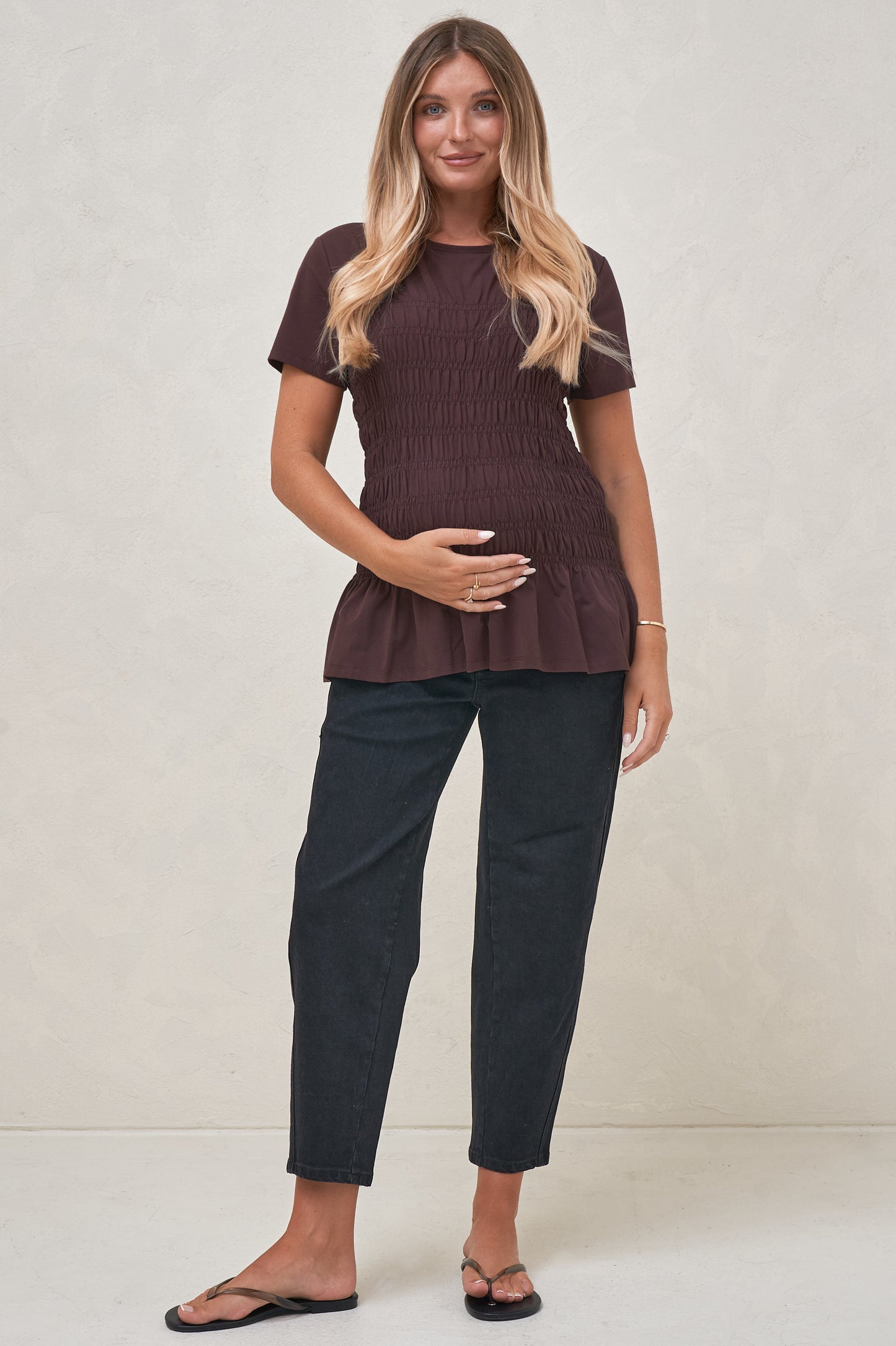 Bring It In Gathered Tee - Burgundy