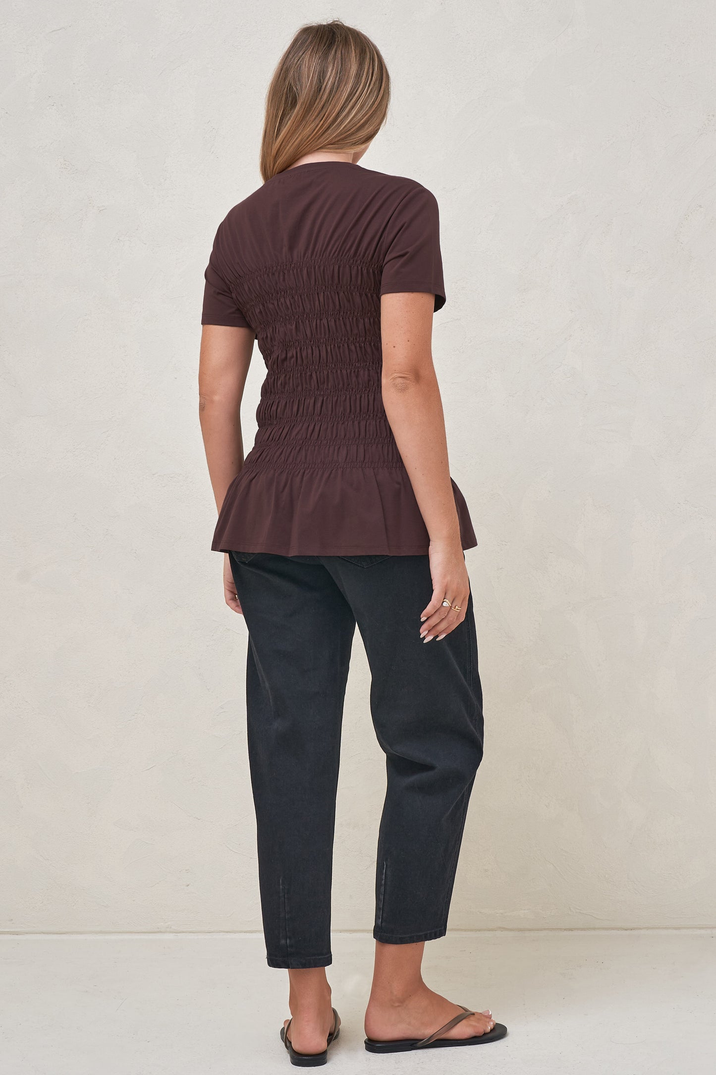 Bring It In Gathered Tee - Burgundy