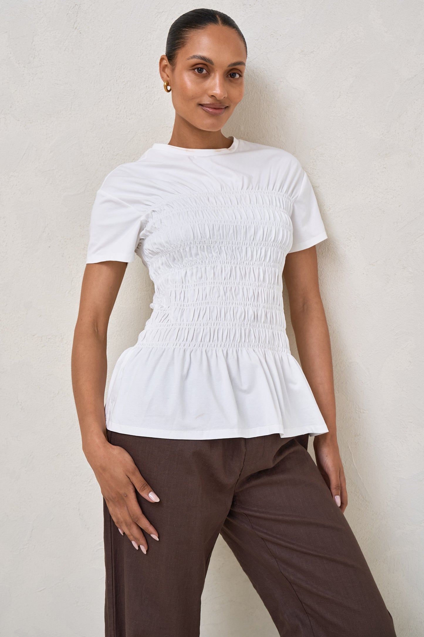 Bring It In Gathered Tee - White