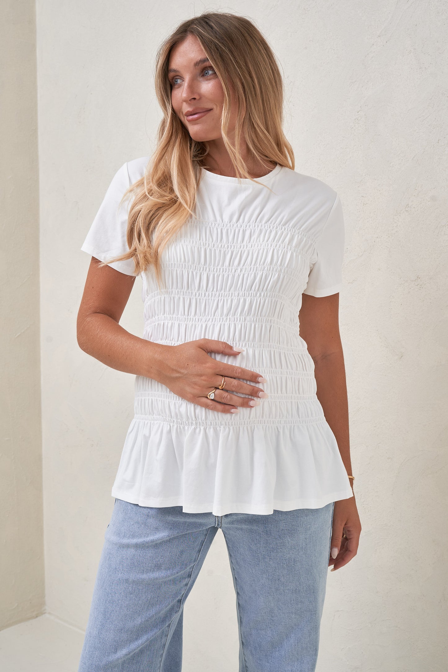 Bring It In Gathered Tee - White