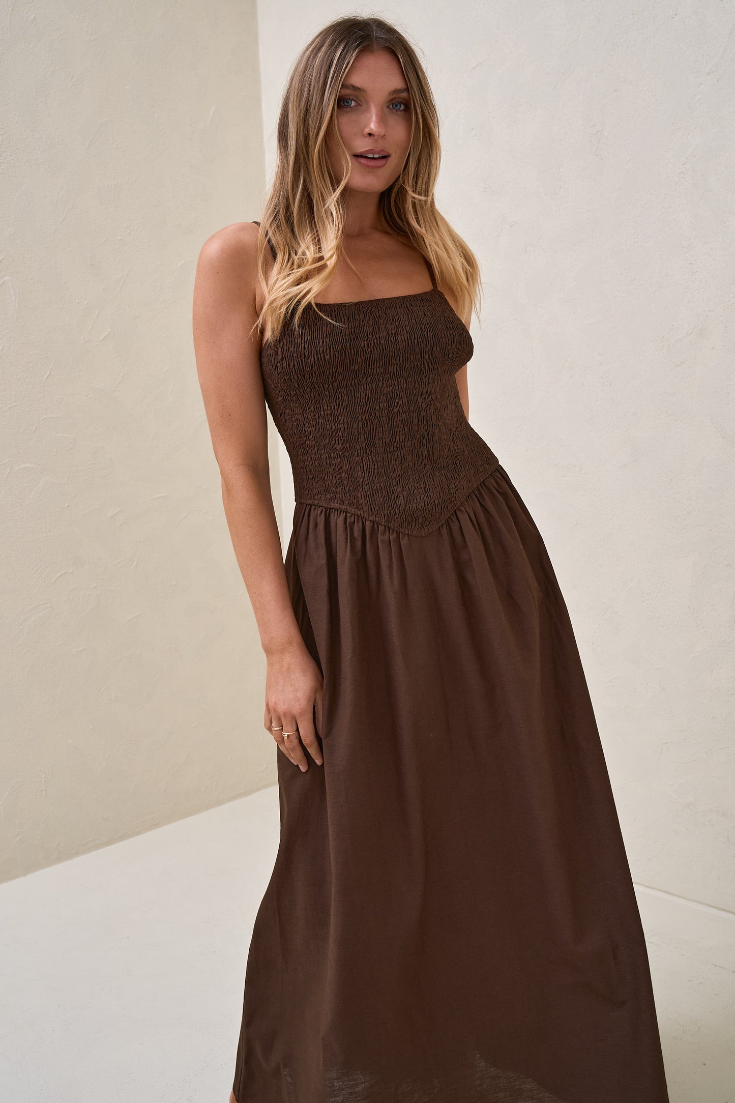 Mystery Solved Midi Dress - Chocolate