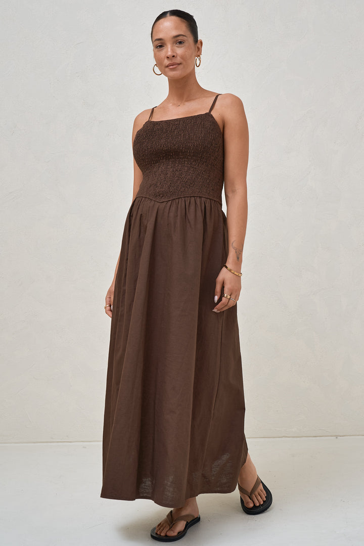 Bae The Label | Mystery Solved Midi Dress - Chocolate, Chocolate / XL