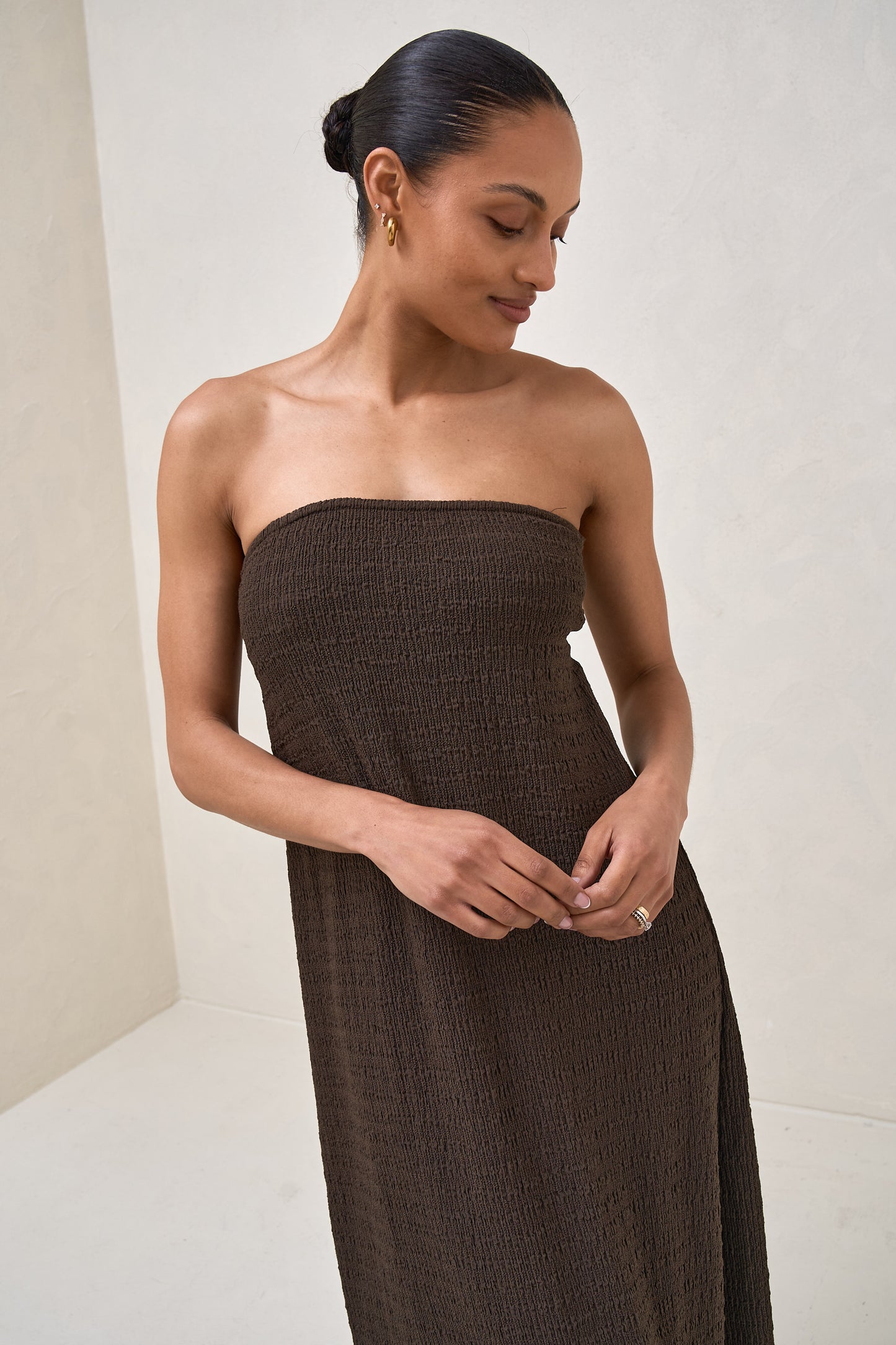 Mood  Shift Strapless Dress - Chocolate