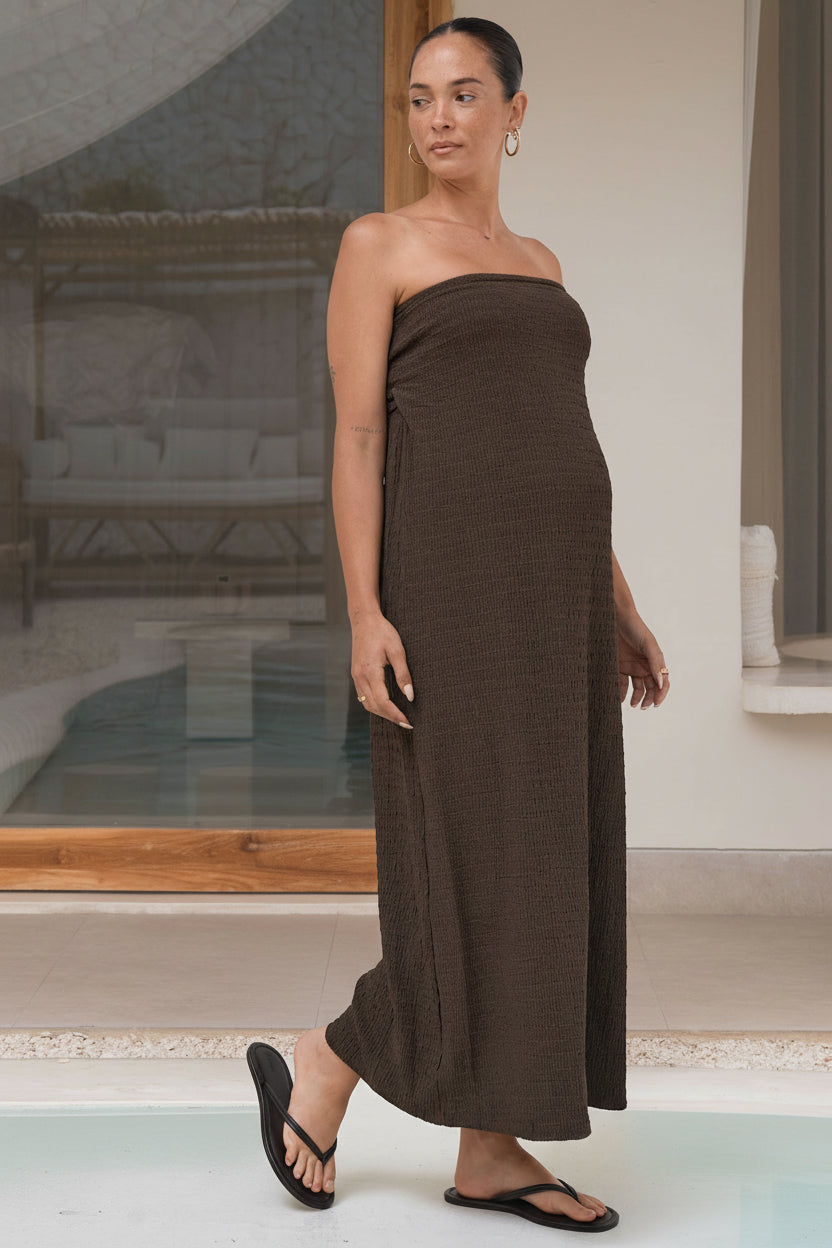 Mood  Shift Strapless Dress - Chocolate