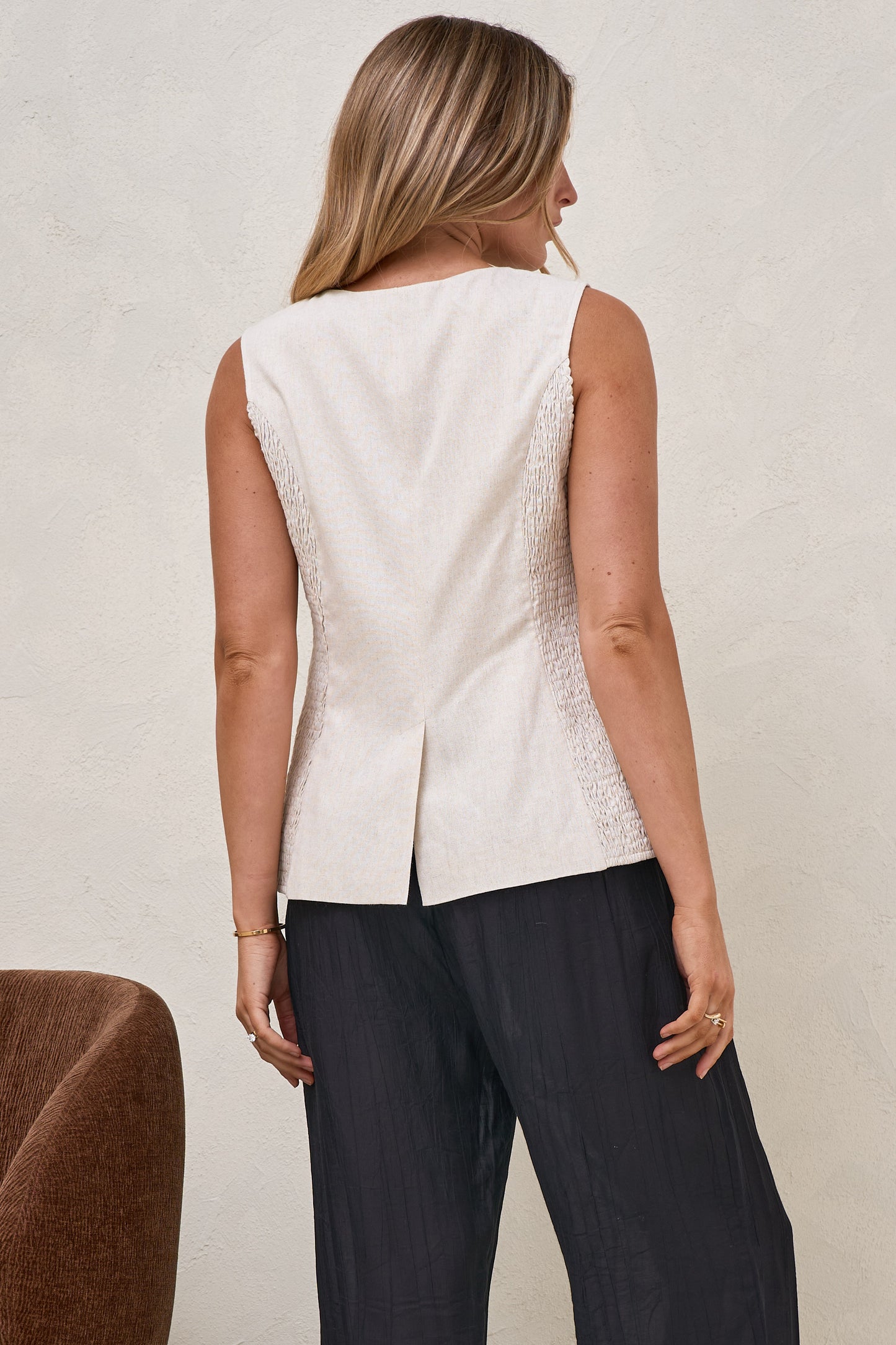 All Angles Button Front Vest - Oatmeal