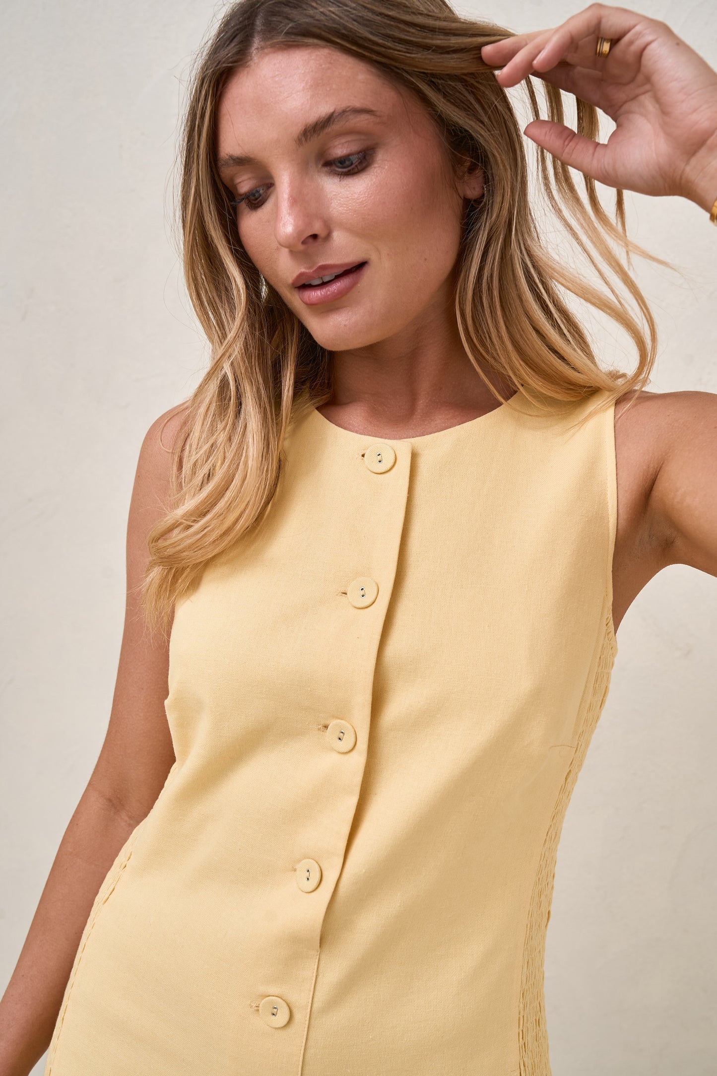 All Angles Button Front Dress - Lemon