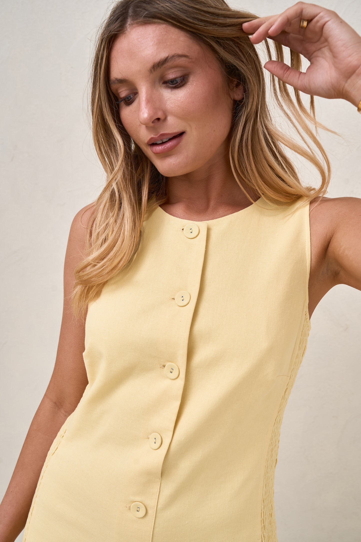 All Angles Button Front Dress - Lemon