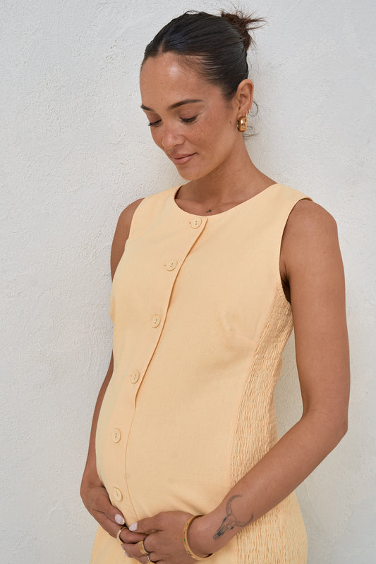All Angles Button Front Dress - Lemon