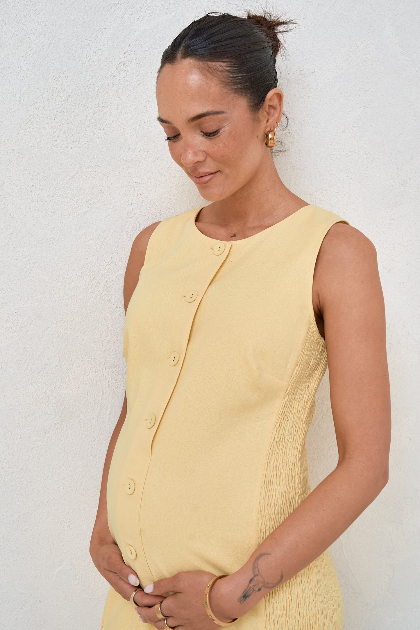 All Angles Button Front Dress - Lemon