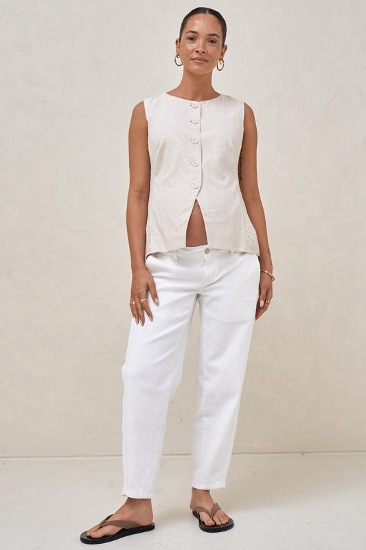 Bend The Rules Barrel Jean - White