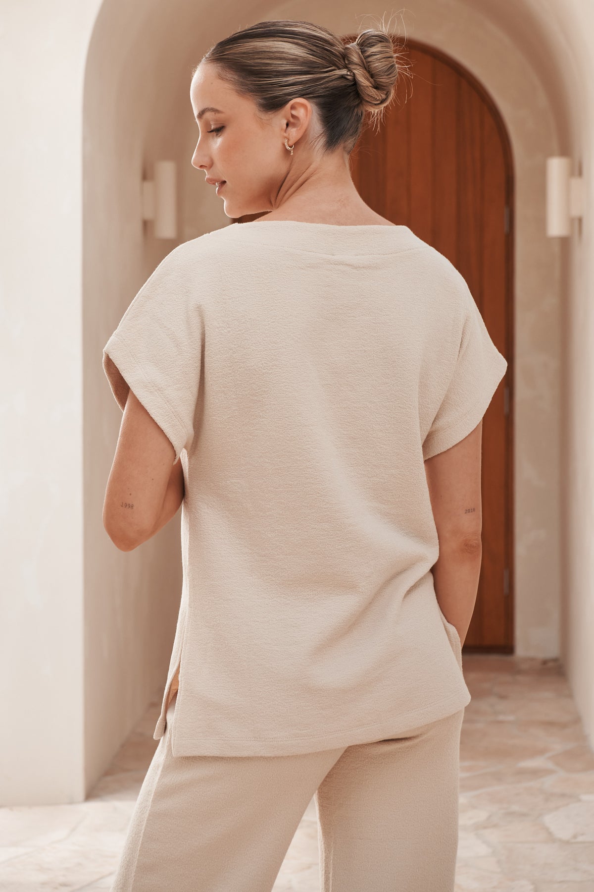 In Effect Boat Neck Tee - Almond