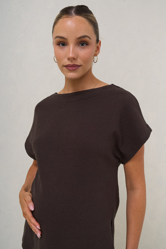 In Effect Boat Neck Tee - Espresso