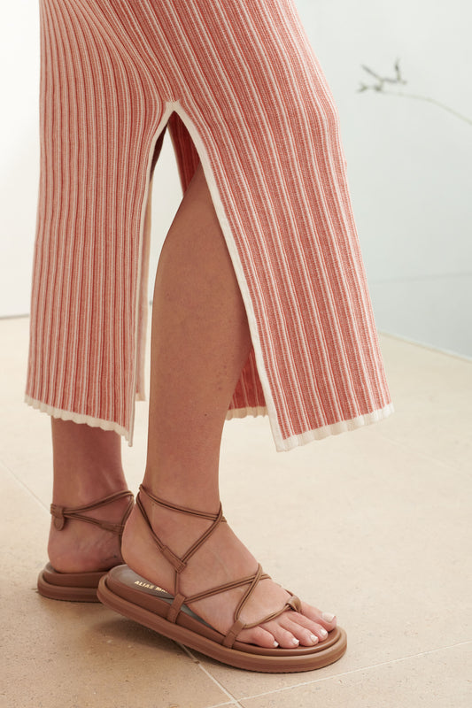 Sunset Column Knit Dress - Orange