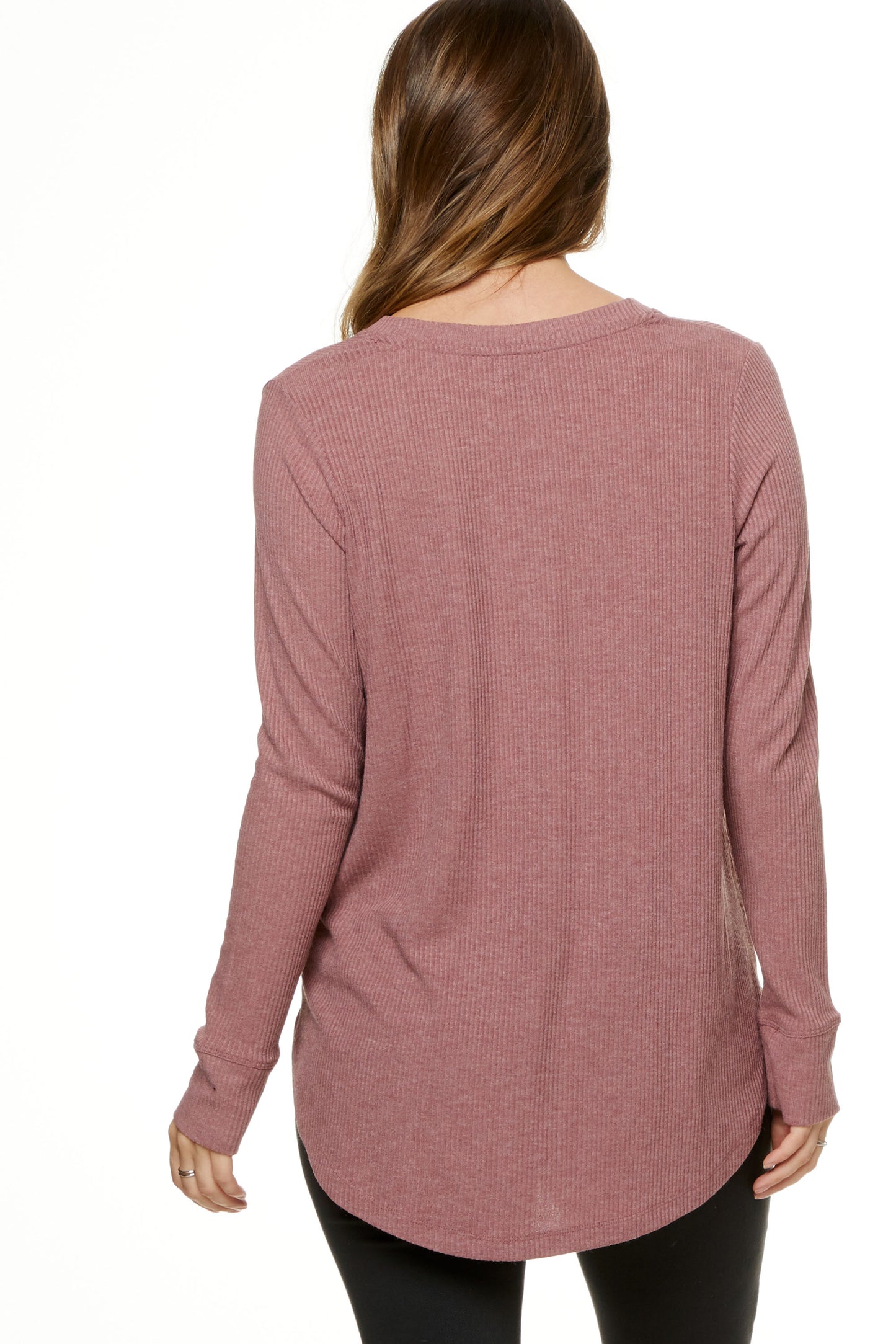 WHS25-75-On My Mind Button Henley-Pomegranate Pink*