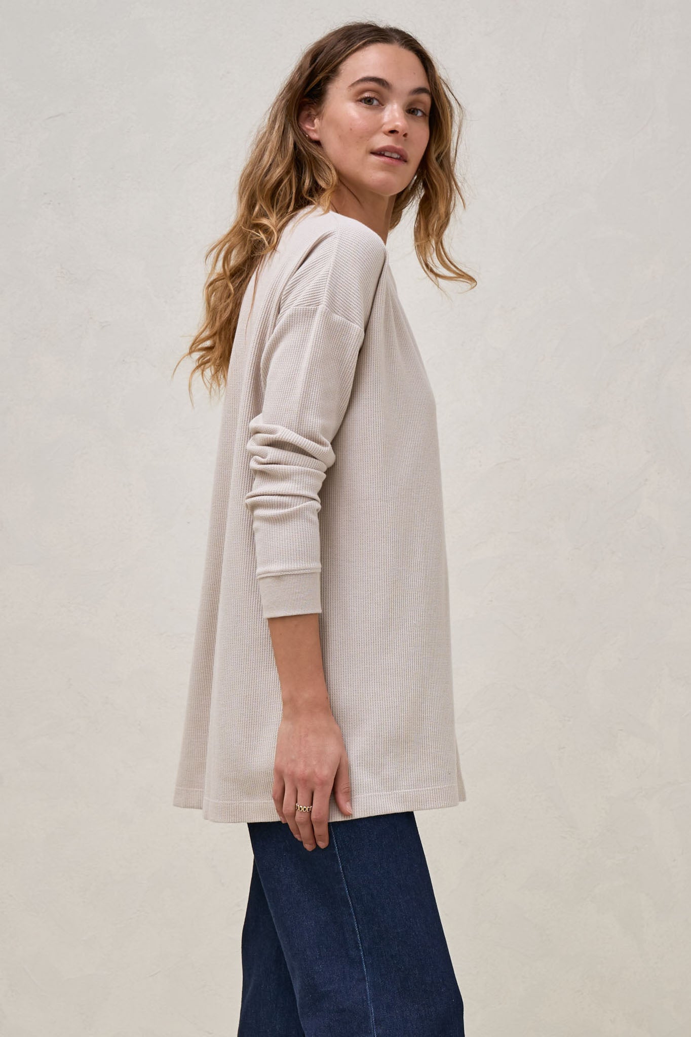 All For Us Waffle Henley - Stone