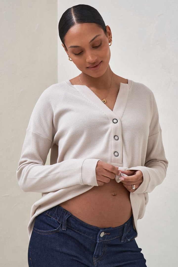 Maternity Waffle Henley Bae The Label – BAE The Label Australia