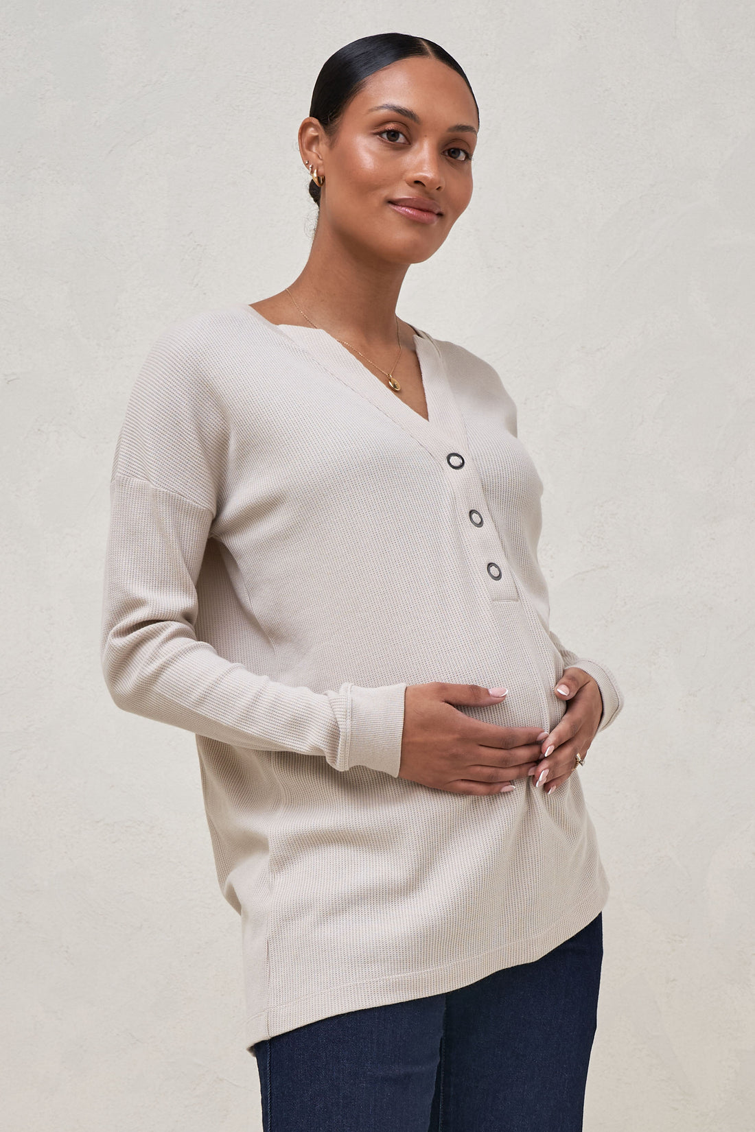 Mineral Wash Baby Waffle Henley in Teal