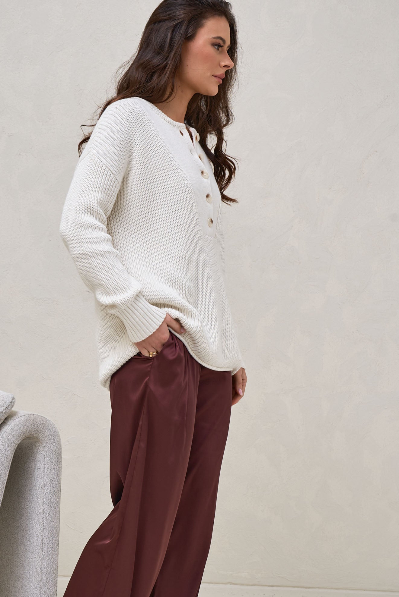 Bound To Be Button Sweater - Ivory