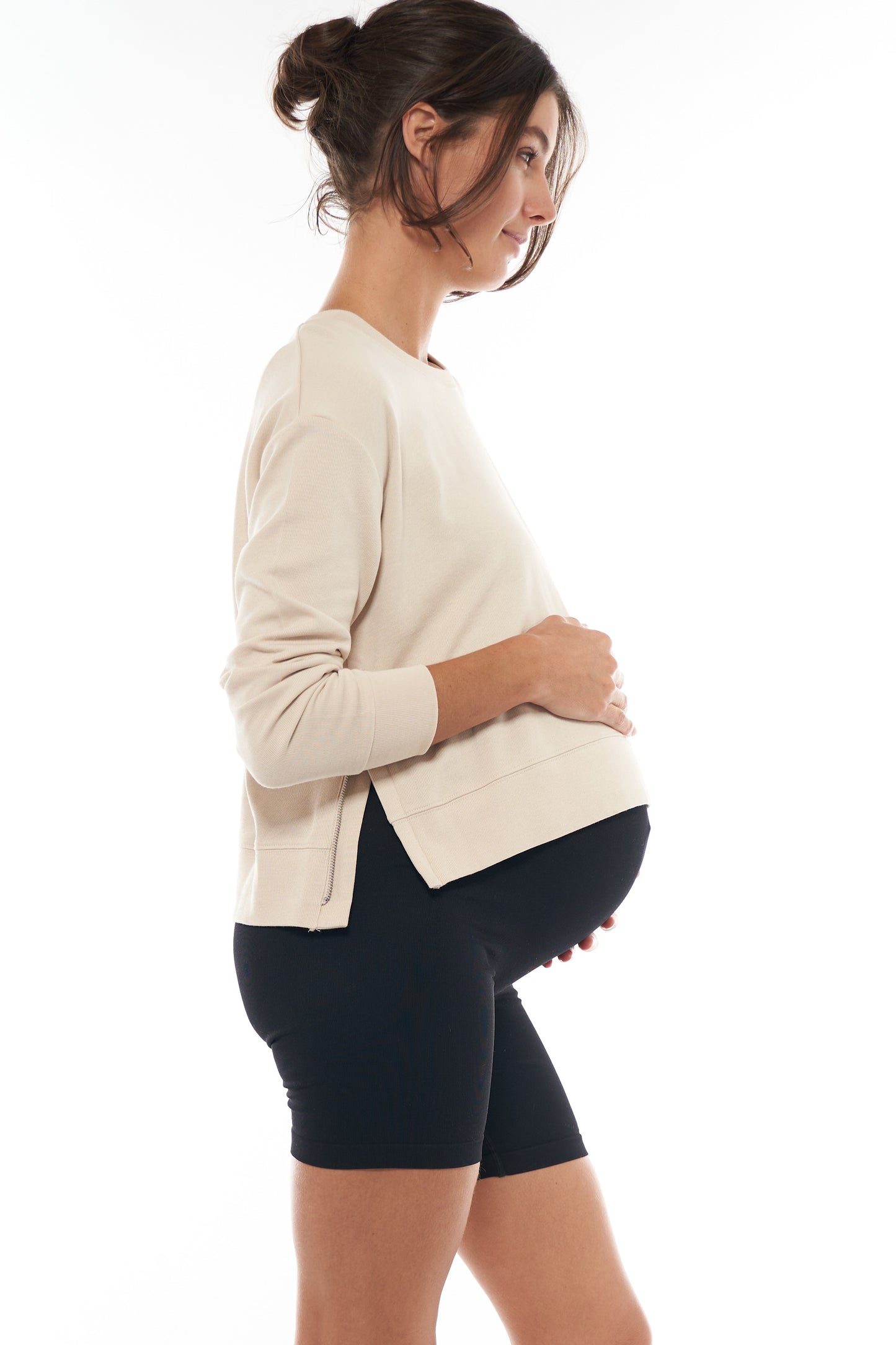 Maternity Crop Sweat with side zips -2