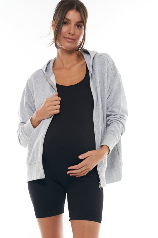 maternity and nursing zip hoodie grey 1