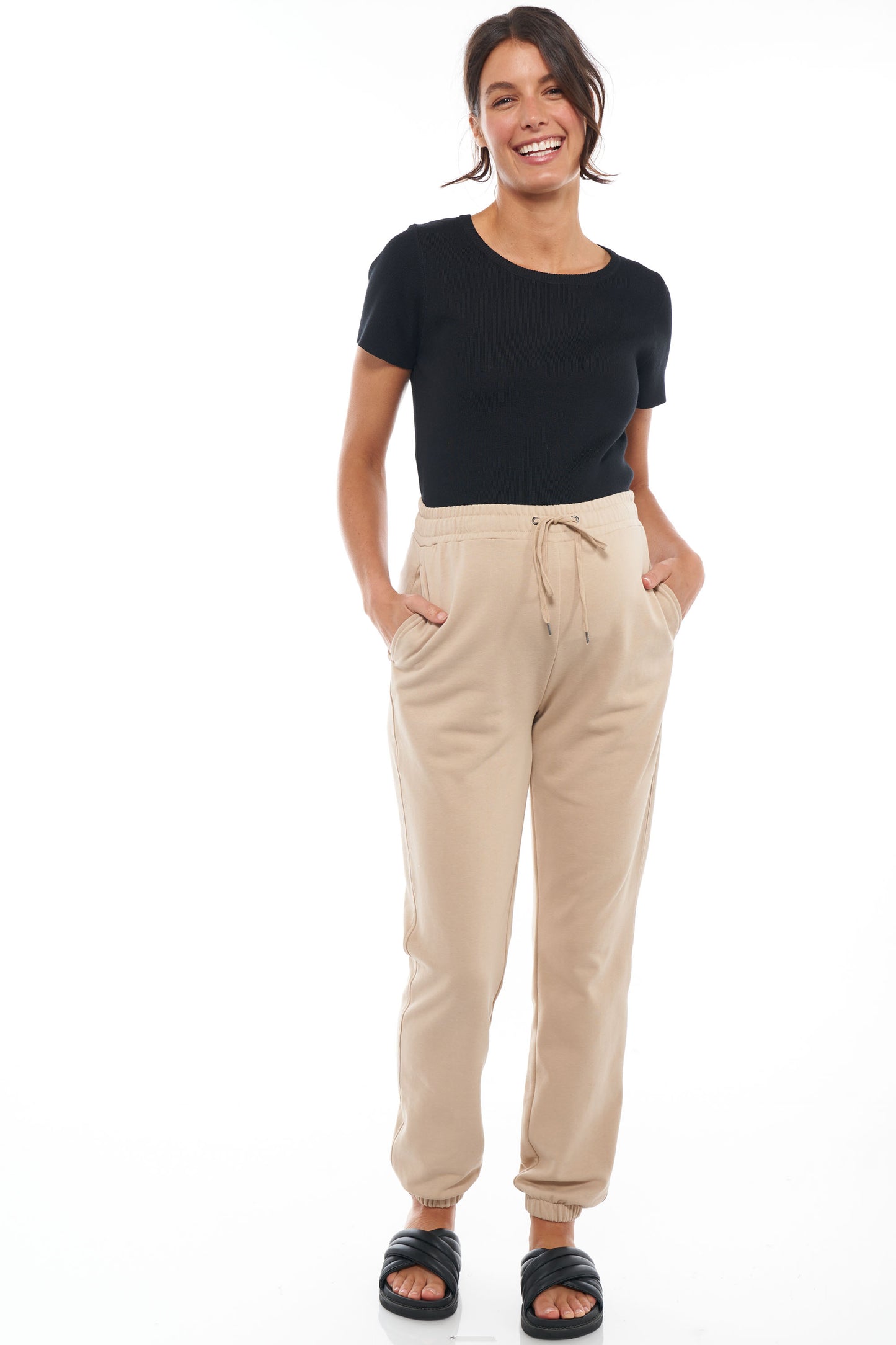 Maternity Track Pants - Latte -5