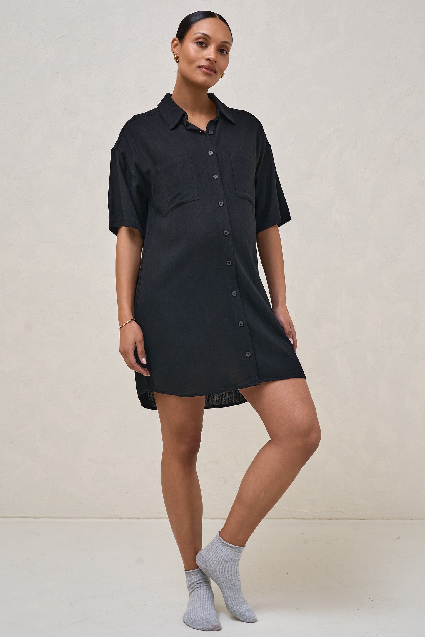 Rest Easy Linen Dress - Black