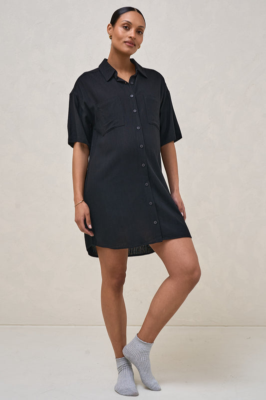 Rest Easy Linen Dress - Black