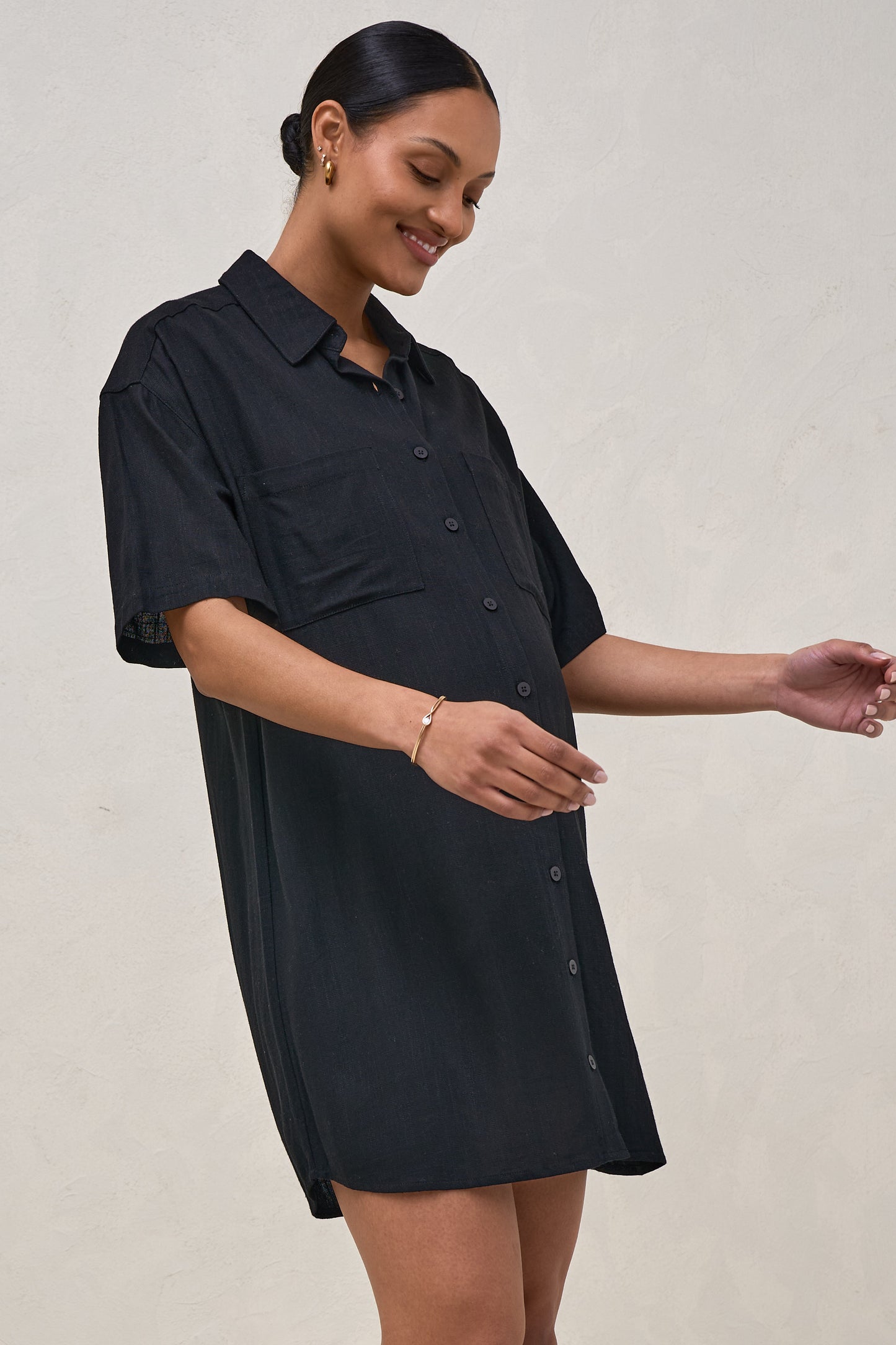 Rest Easy Linen Dress - Black