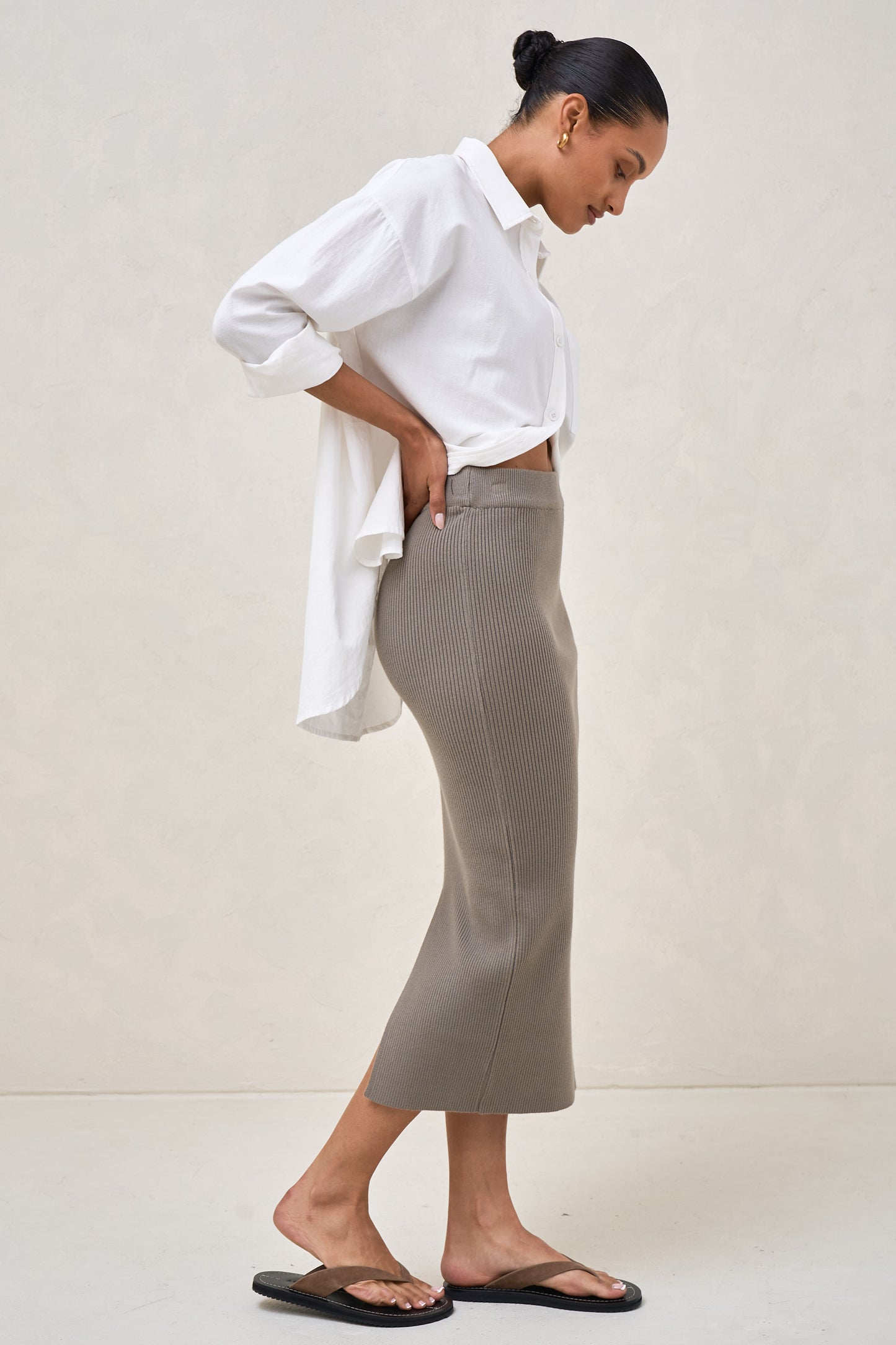 Serendipity Rib Skirt - Khaki