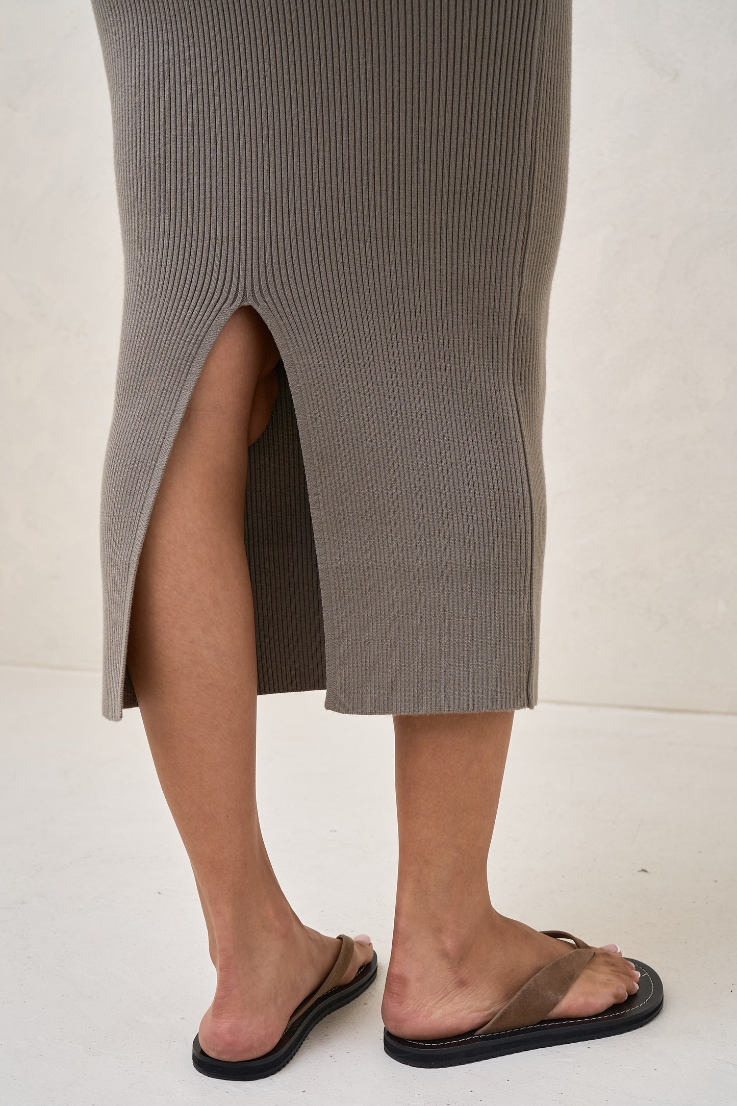 Serendipity Rib Skirt - Khaki