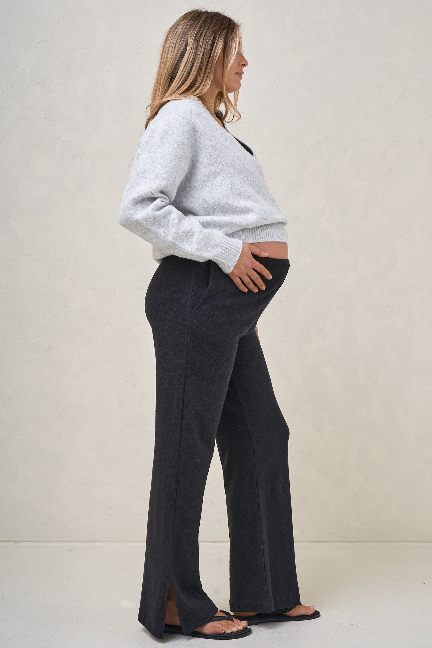 Hey Lover Cross Front Knit - Grey Marle