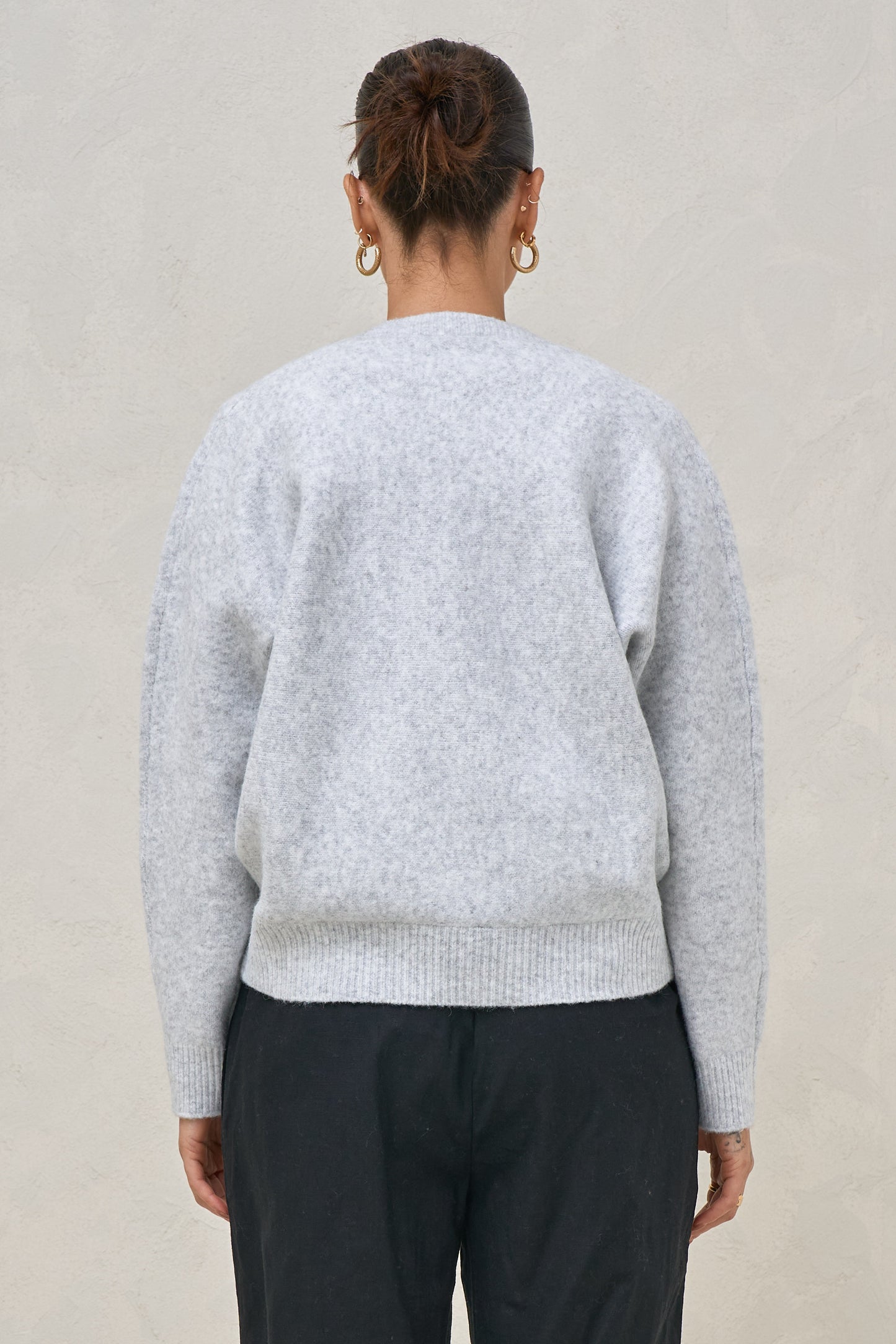 Hey Lover Cross Front Knit - Grey Marle