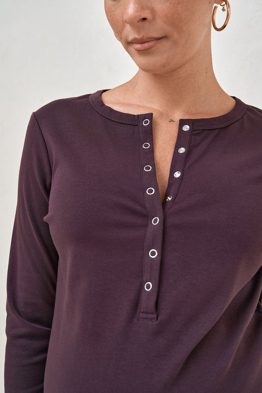 Whispers Long Sleeve Nursing Top - Deep Plum