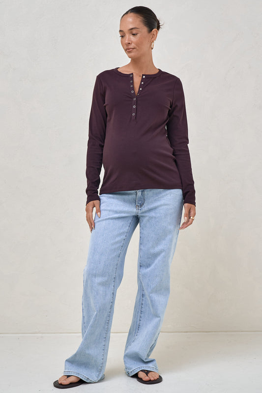 Whispers Long Sleeve Nursing Top - Deep Plum