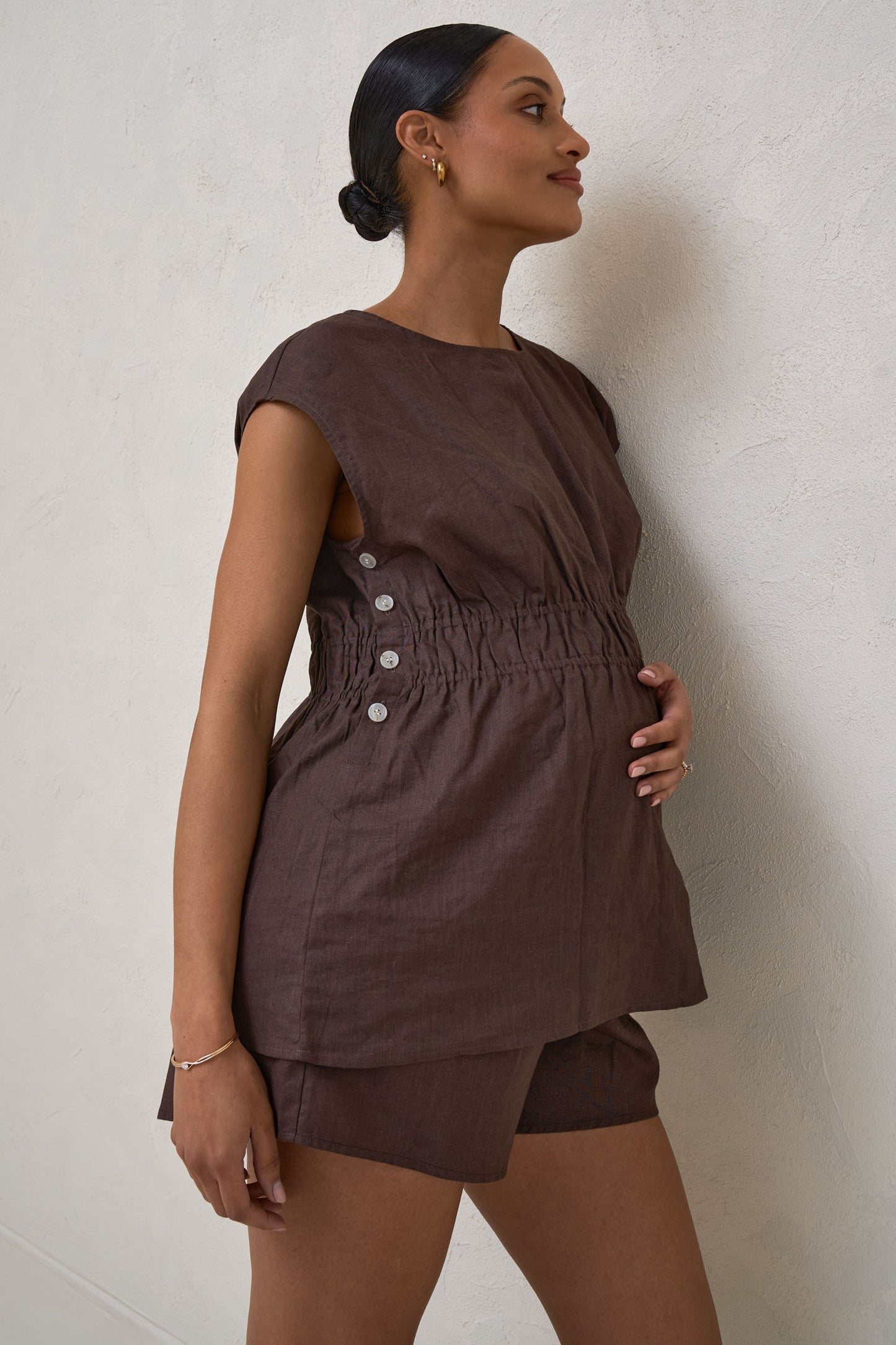 Timeless Button-Side Top - Chocolate