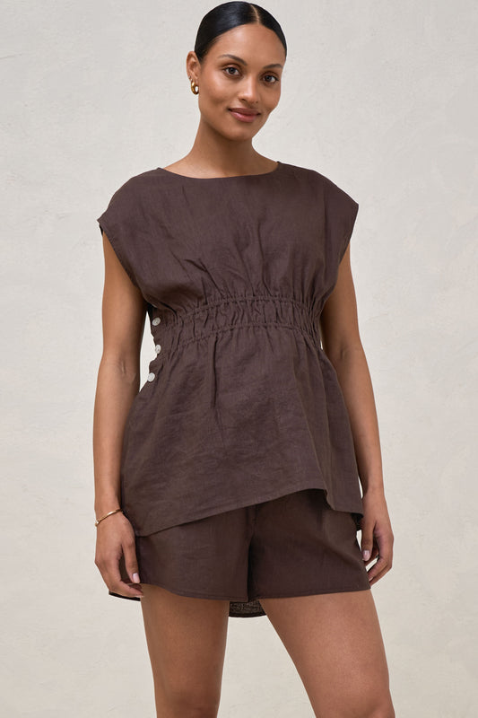 Timeless Button-Side Top - Chocolate