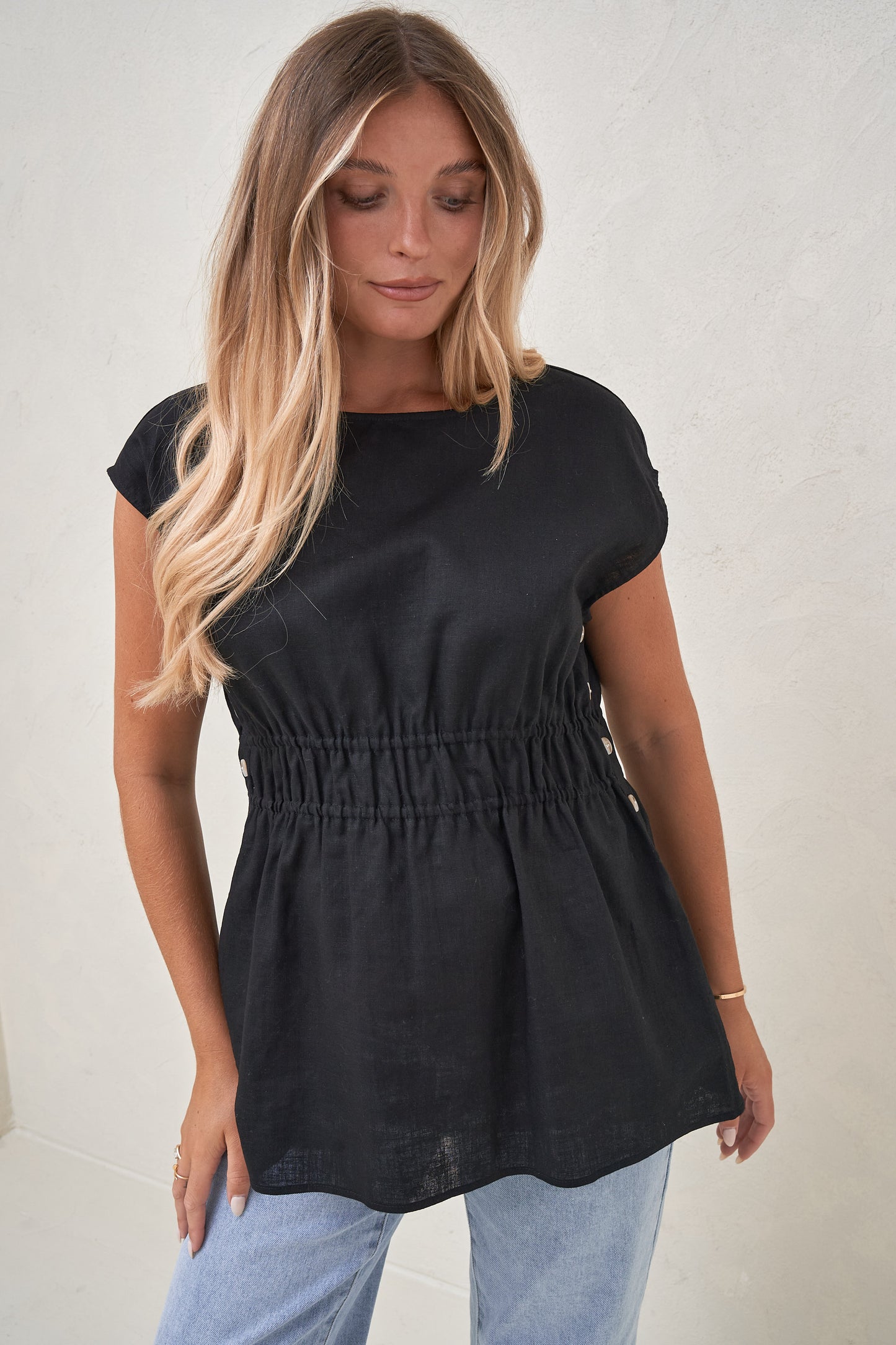 Timeless Button-Side Top - Black