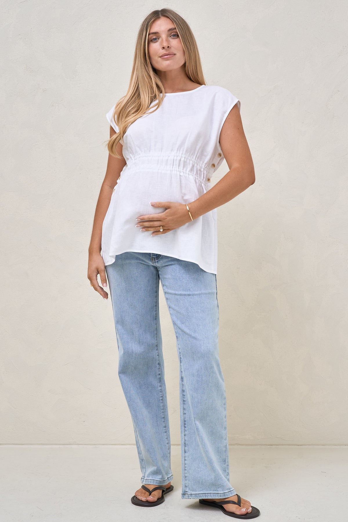 Timeless Button Side Top - White
