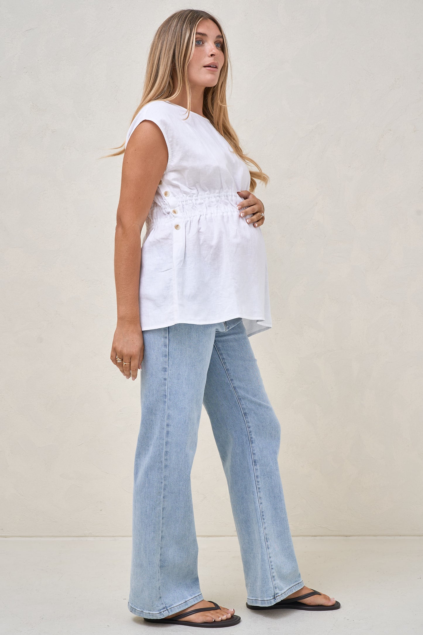 Timeless Button Side Top - White