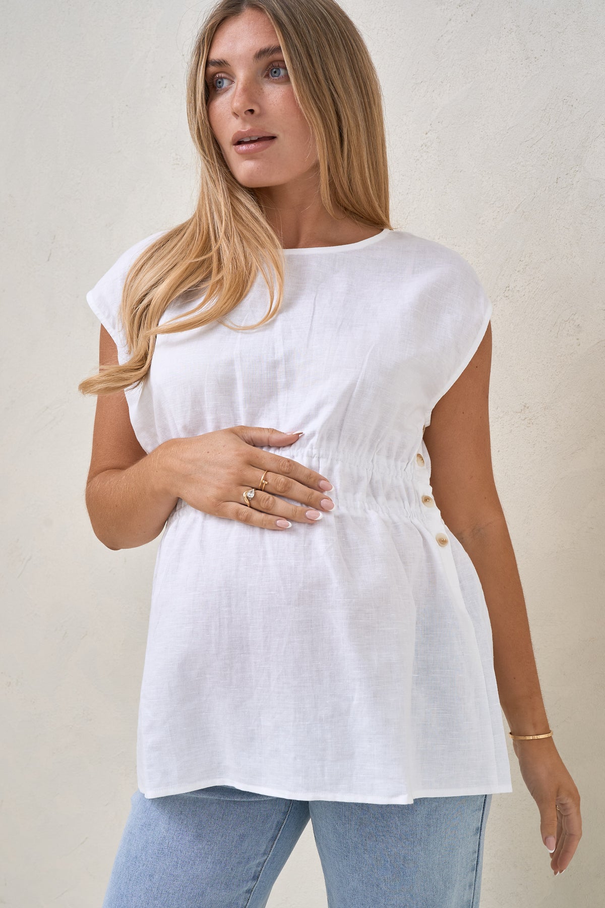 Timeless Button Side Top - White