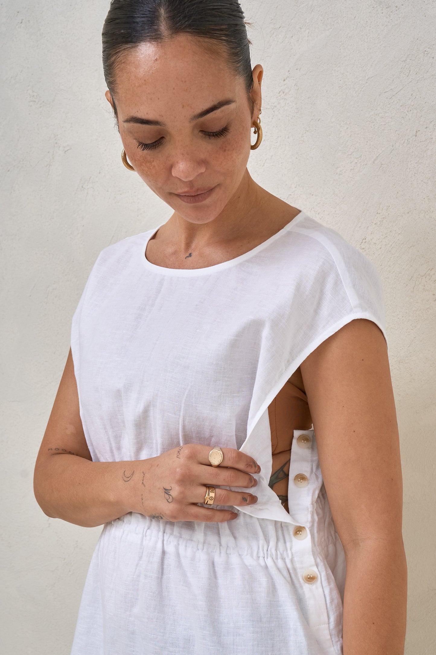 Timeless Button Side Top - White